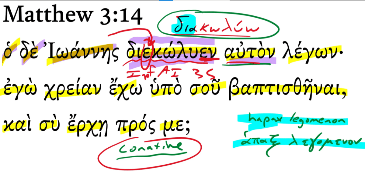 Matthew 3:14 | Daily Dose of Greek