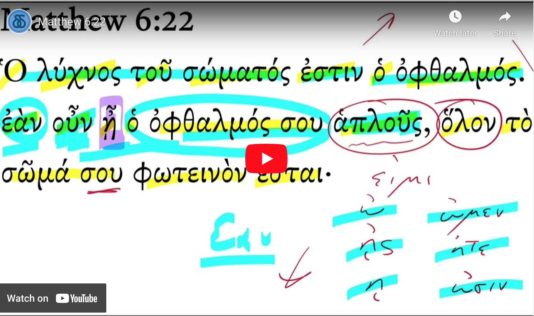 Matthew 6:22 | Daily Dose of Greek